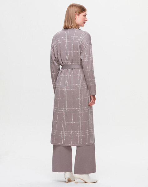 T25K-9002 Beli Kuşaklı Triko Hırka SCURE-MİNK - 2