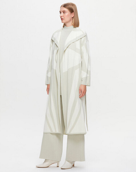 T25K-9005 Şal Yaka Desenli Uzun Hırka FONIA-RIVER - 2