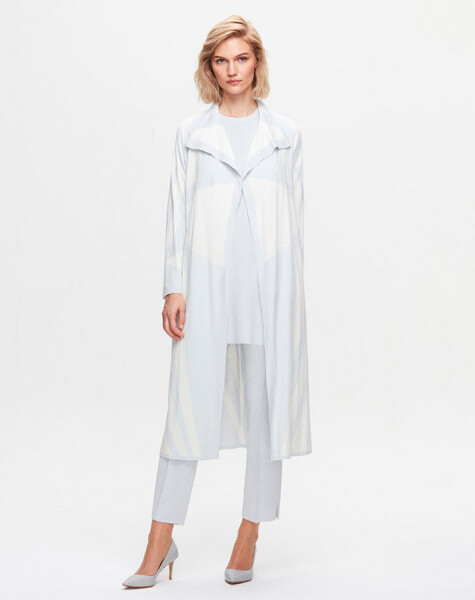 T25K-9005 Shawl Collar Patterned Long Cardigan - 4