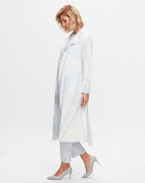 T25K-9005 Shawl Collar Patterned Long Cardigan - 5