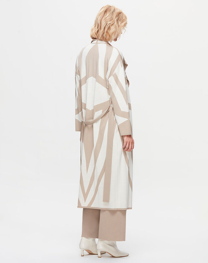 T25K-9005 Shawl Collar Patterned Long Cardigan - 7