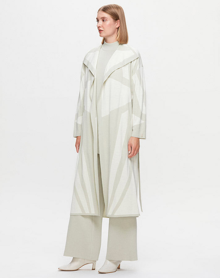 T25K-9005 Shawl Collar Patterned Long Cardigan - 10