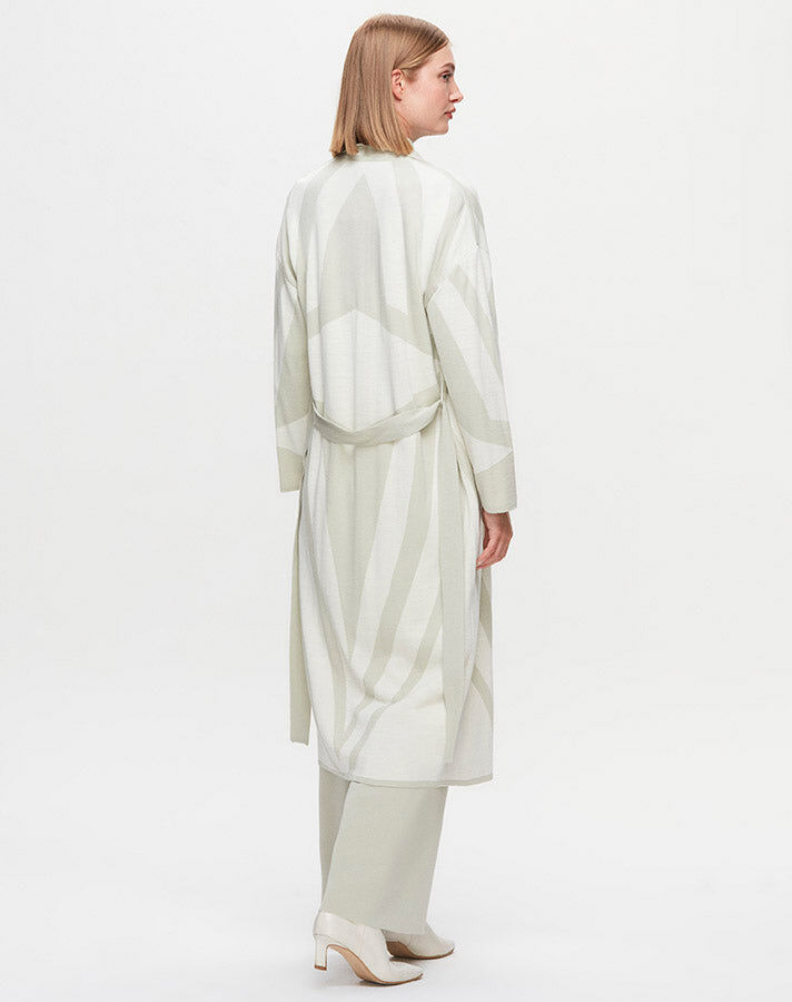 T25K-9005 Shawl Collar Patterned Long Cardigan - 11
