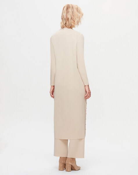T25K-9007 Düz Renk Uzun Basic Hırka YY216-BEİGE - 3