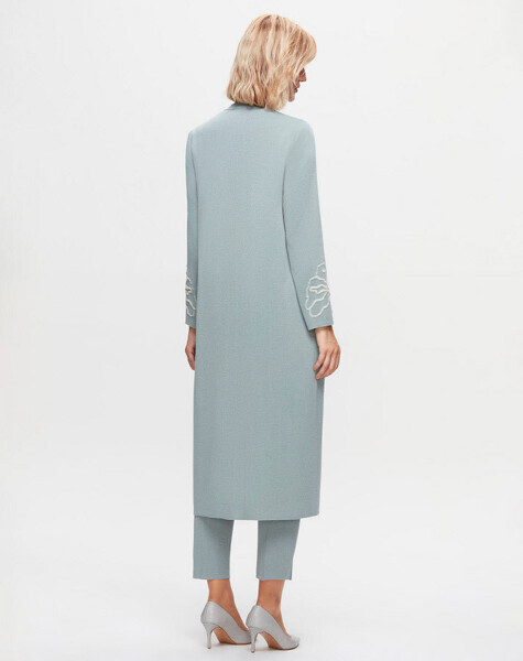 T25K-9008 Çiçek Desenli Agraf Kapama Uzun Hırka MANİA-RESEDA - 2