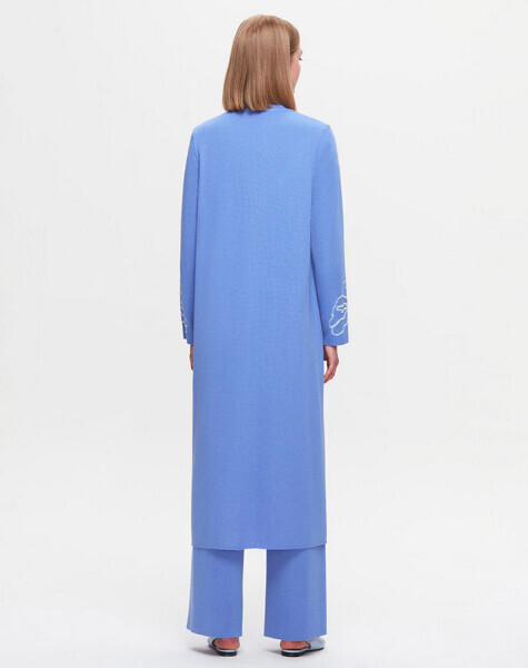 T25K-9008 Çiçek Desenli Agraf Kapama Uzun Hırka PANNO-SAPPHIRE - MISS DALIDA (1)