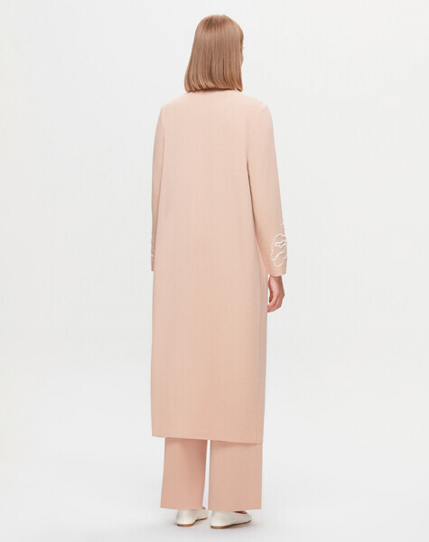 T25K-9008 Çiçek Desenli Agraf Kapama Uzun Hırka YR01H-SALMON - 3