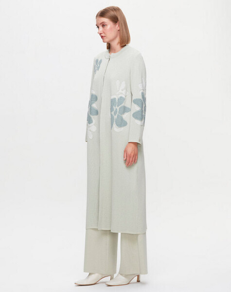 T25K-9009 Örgü Teknikli Çiçek Desenli Hırka FONIA-RIVER - 2