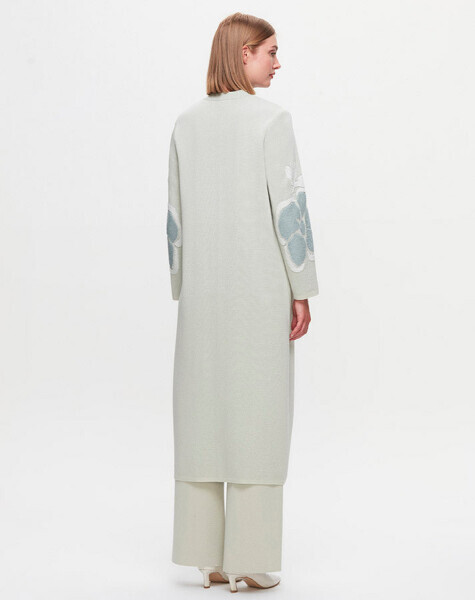 T25K-9009 Örgü Teknikli Çiçek Desenli Hırka FONIA-RIVER - 3