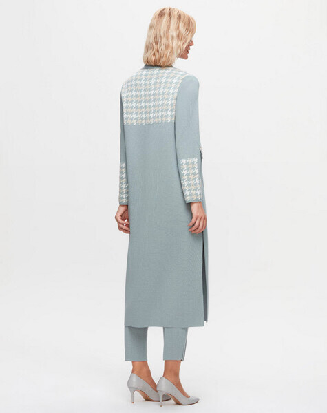 Önden Düğmeli Cepli Desenli Yeşil Hırka - MISS DALIDA (1)