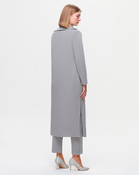 T25K-9011 Taş Detaylı Uzun Hırka VİALE-GREY - 2