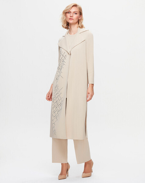 T25K-9011 Taş Detaylı Uzun Hırka YY216-BEİGE - MISS DALIDA