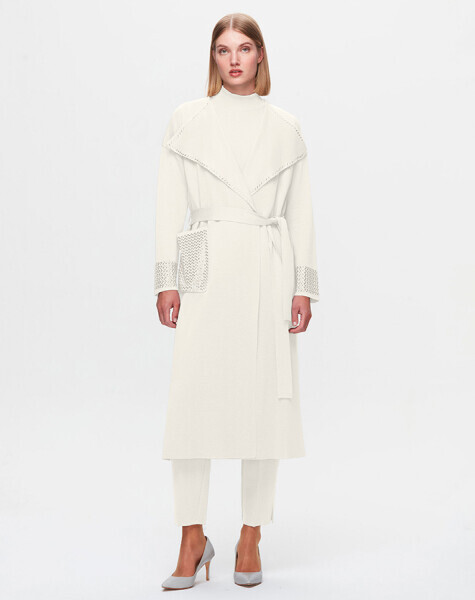 T25K-9013 Cebi ve Önü Yakası Detaylı Hırka FEDE-ECRU 