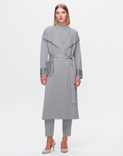 T25K-9013 Cebi ve Önü Yakası Detaylı Hırka VİALE-GREY - 1