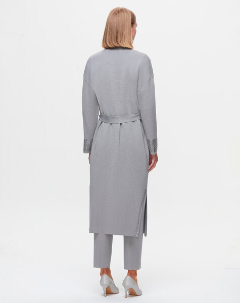 T25K-9013 Cebi ve Önü Yakası Detaylı Hırka VİALE-GREY - 3