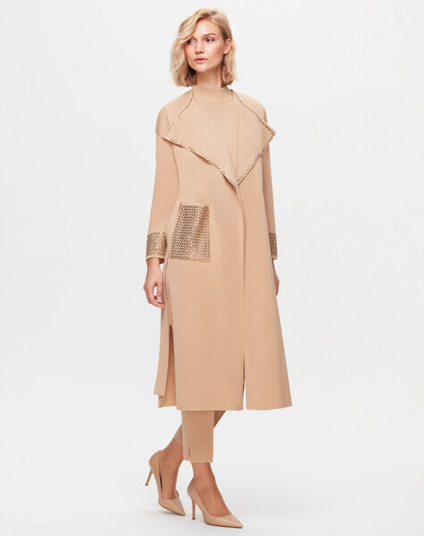 T25K-9013 Cebi ve Önü Yakası Detaylı Hırka YY216-BEİGE - 1