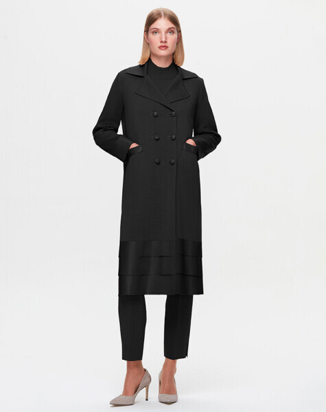 T25K-9014 Etek Ucu Deri Hırka BLACK - 1