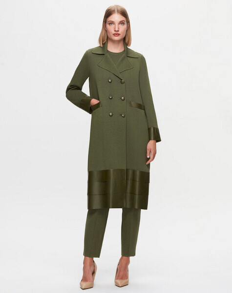 T25K-9014 Etek Ucu Deri Hırka FARAD-GREEN - 1