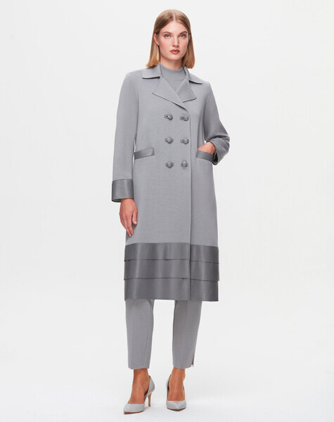 T25K-9014 Etek Ucu Deri Gri Hırka - 2