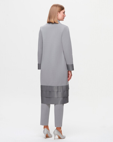 T25K-9014 Etek Ucu Deri Gri Hırka - 3