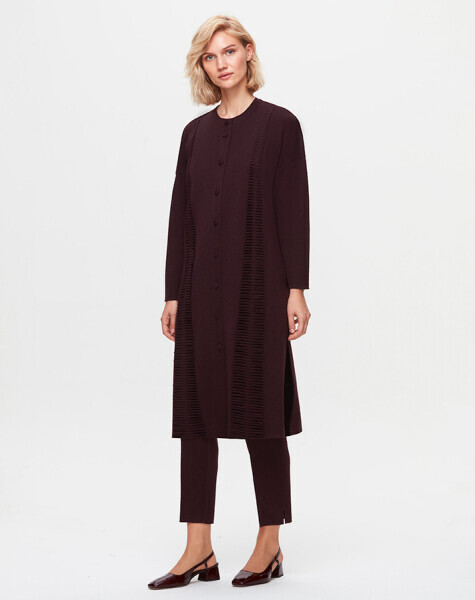 T25K-9016 Bekletme Detaylı Hırka TROTA-OUBERGİNE - 1