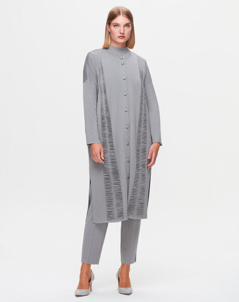 T25K-9016 Bekletme Detaylı Hırka VİALE-GREY - 1