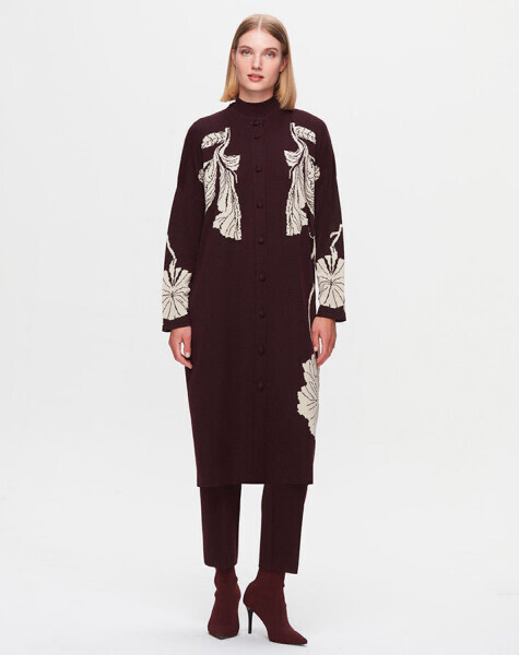 T25K-9017 Önü Çiçek Desenli Hırka BLACK - MISS DALIDA (1)