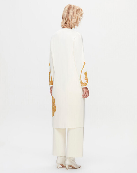 T25K-9017 Önü Çiçek Desenli Hırka FEDE-ECRU / DOTE-MUSTARD - MISS DALIDA (1)