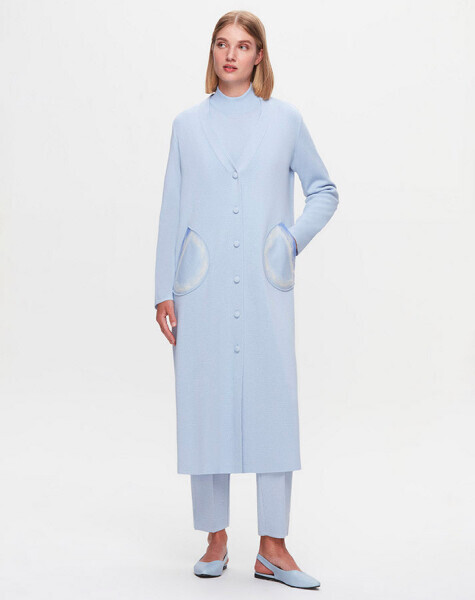 T25K-9019 Cepleri Keçe Detaylı Hırka PATIO-LIGHT SAPPHIRE - 1