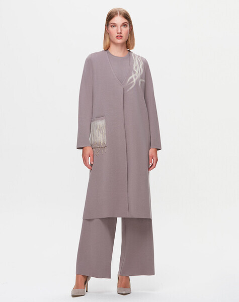 T25K-9021 Önü Keçe Baskılı Hırka SCURE-MİNK 