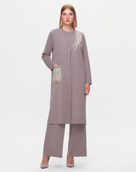 T25K-9021 Önü Keçe Baskılı Hırka SCURE-MİNK - 2