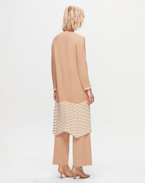 T25K-9023 Etek Ucu Örgü Teknikli Hırka DIDO-BEİGE - 3