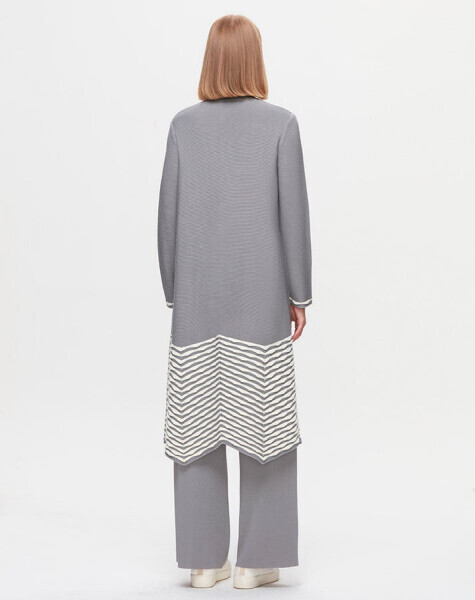 T25K-9023 Etek Ucu Örgü Teknikli Hırka VİALE-GREY - 3