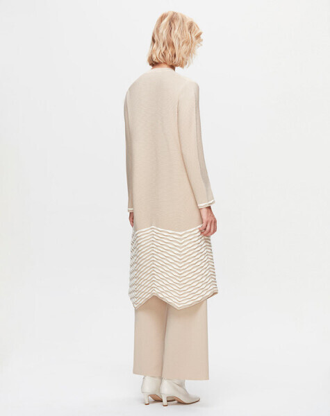 T25K-9023 Etek Ucu Örgü Teknikli Hırka YY216-BEİGE - 2