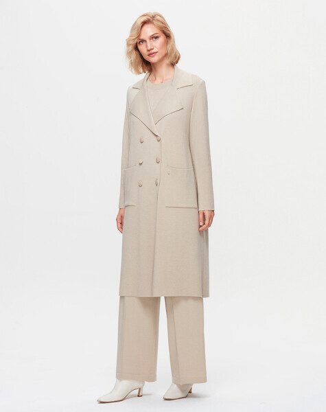 T25K-9024 Krvaze Kesim Triko Hırka BEİGE - MISS DALIDA (1)