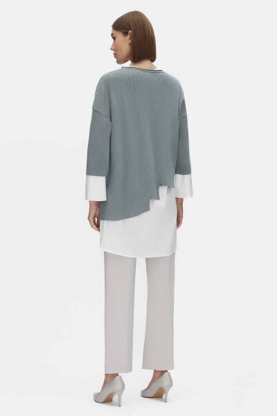 Asimetrik Kesim Triko Tunikli Çağla Takım - 3