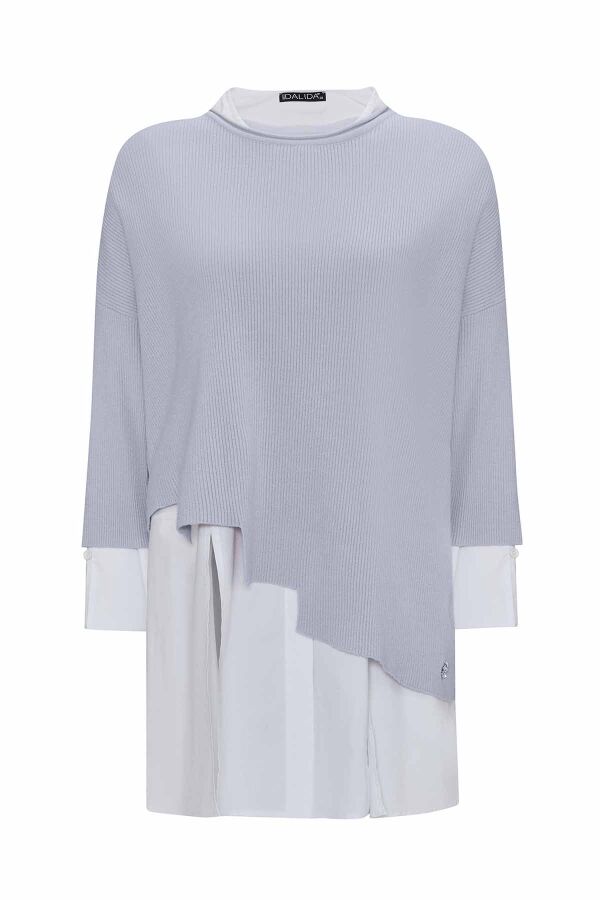 T25PF-0001 Asimetrik Kesim Triko Tunikli Takım GREY - 1