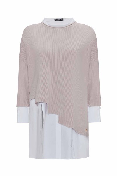 Asimetrik Kesim Triko Tunikli Taş Rengi Takım 