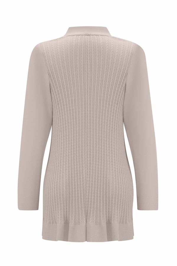 T25PF-0002 Arkası Örgü Motifli Hırkalı Takım 1155-MINK - 2