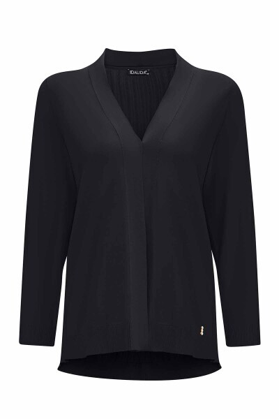 Arkası Örgü Motifli Hırkalı Siyah Takım - MISS DALIDA