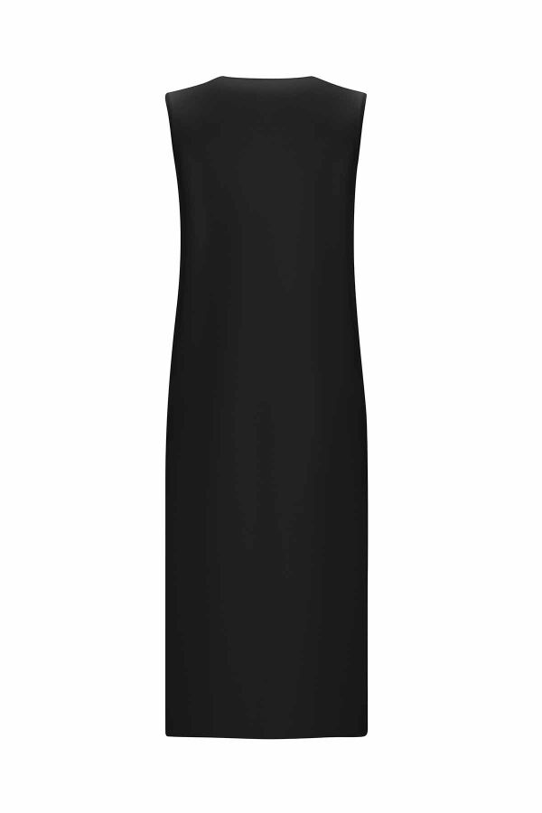 T25PF-1000 Fermuarlı Uzun Triko Yelek BLACK - 2
