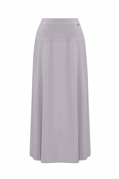 T25PF-2000 Düz Renk Triko Kloş Etek 1398-LIGHT GREY - 1