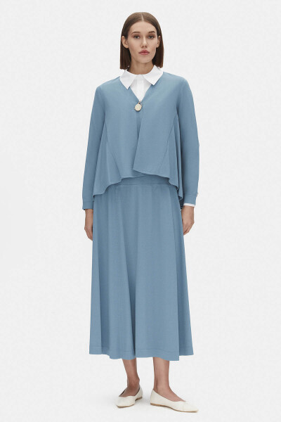 Plain Color Knitwear Flared Skirt - 1