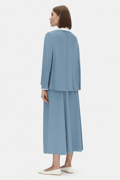 Plain Color Knitwear Flared Skirt - 2