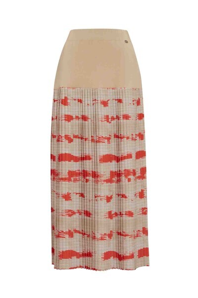 T25PF-2003 Triko Korsajlı Desenli Plise Etek 1501-CRAFT - 1