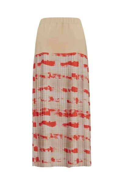 T25PF-2003 Triko Korsajlı Desenli Plise Etek 1501-CRAFT - 2