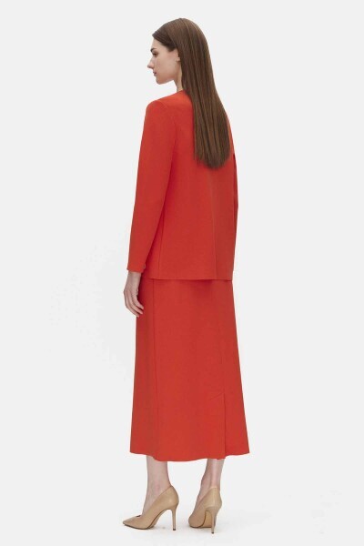 Düz Renk A Kesim Triko Kırmızı Etek - 3