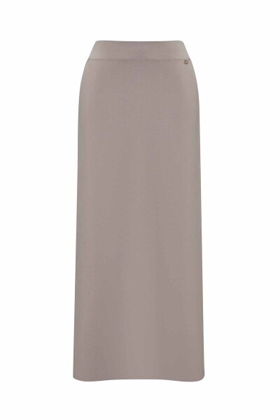 T25PF-2006 Düz Renk A Kesim Triko Etek 1155-MINK - 1