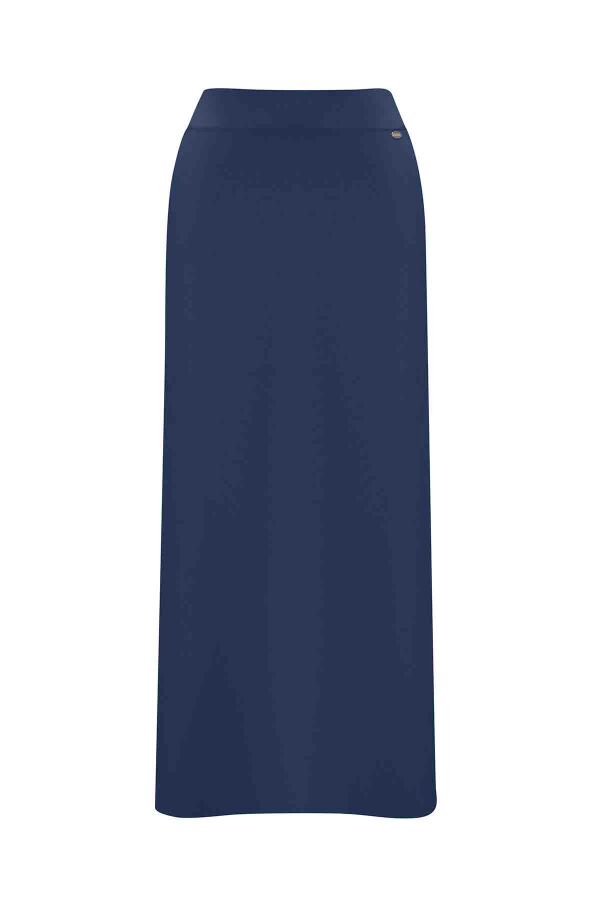 Düz Renk A Kesim Triko Indigo Etek - 1