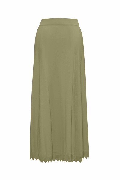 Etek Ucu Dilimli Triko Olive Etek - MISS DALIDA (1)